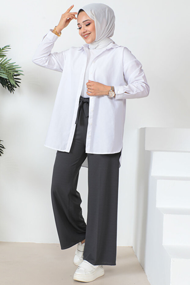 Smoked High Waist Loose Leg Pants