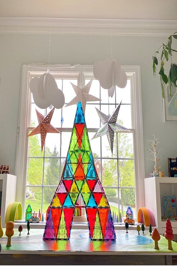 152 Parça Manyetik Yapı Blokları 2 Adet Tekerlekli & Araba Parçalı Magnetic Tiles - 1