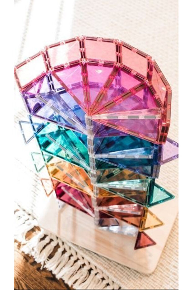 152 Parça Manyetik Yapı Blokları 2 Adet Tekerlekli & Araba Parçalı Magnetic Tiles - 7