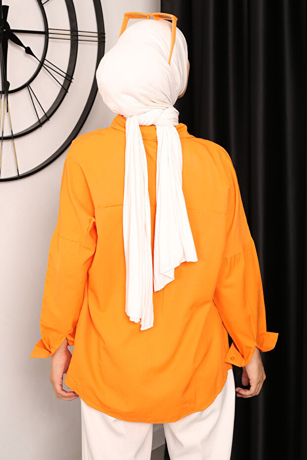 قميص برتقالي كاجوال أساسي - 3