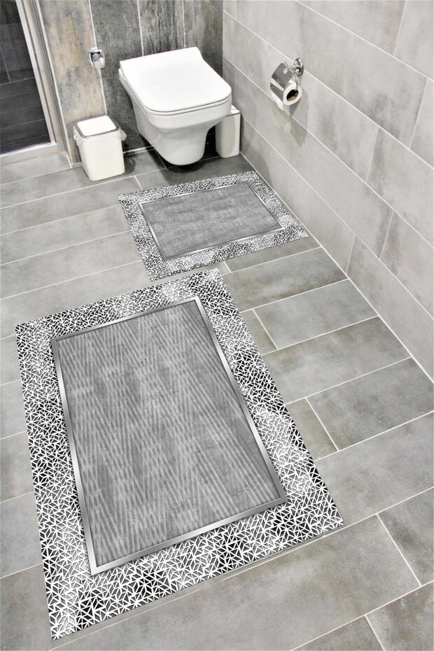 Water Resistant Digital Printed Bath Mat Set with Non-Slip Base