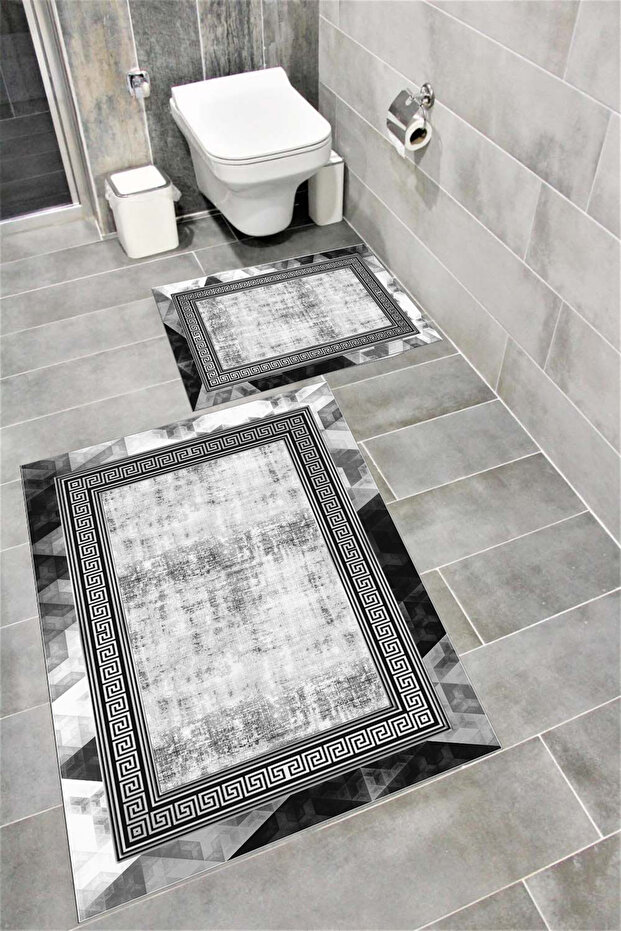 Water Resistant Digital Printed Bath Mat Set with Non-Slip Base