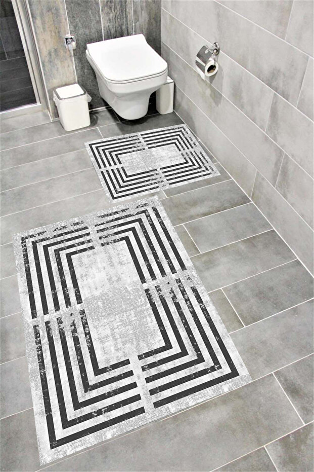 Water Resistant Digital Printed Bath Mat Set with Non-Slip Base