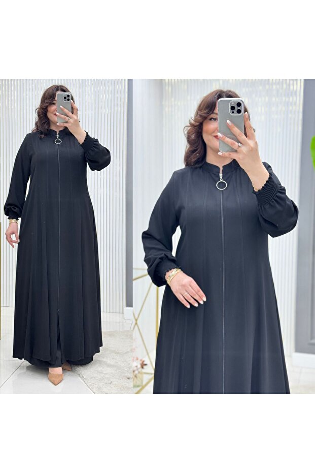 Boydan Fermuarlı Ferace - 3