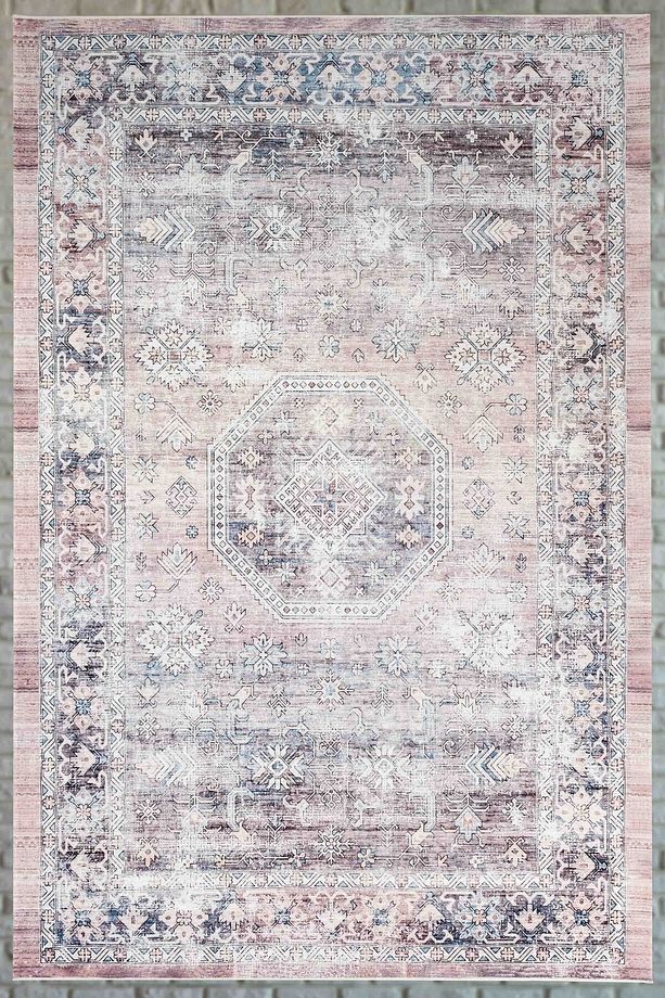 Retro Desenli Yıkanabilir Kaymaz Taban Krem Şönil Mutfak Halısı 4063 - 1