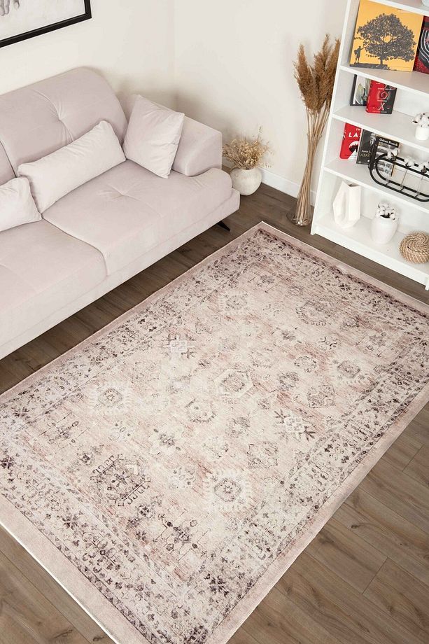 Retro Desenli Yıkanabilir Kaymaz Taban Kahverengi Şönil Mutfak Halısı 4070 - 6
