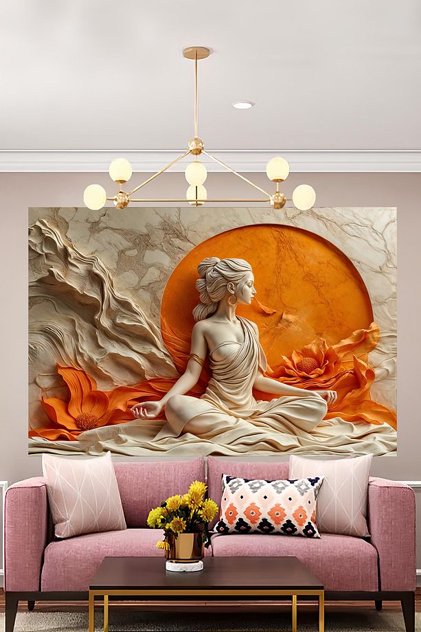 Kaliteli Kumaş, 3D Meditasyon Duvar Halısı Duvar Örtüsü Wall Tapestry - 4