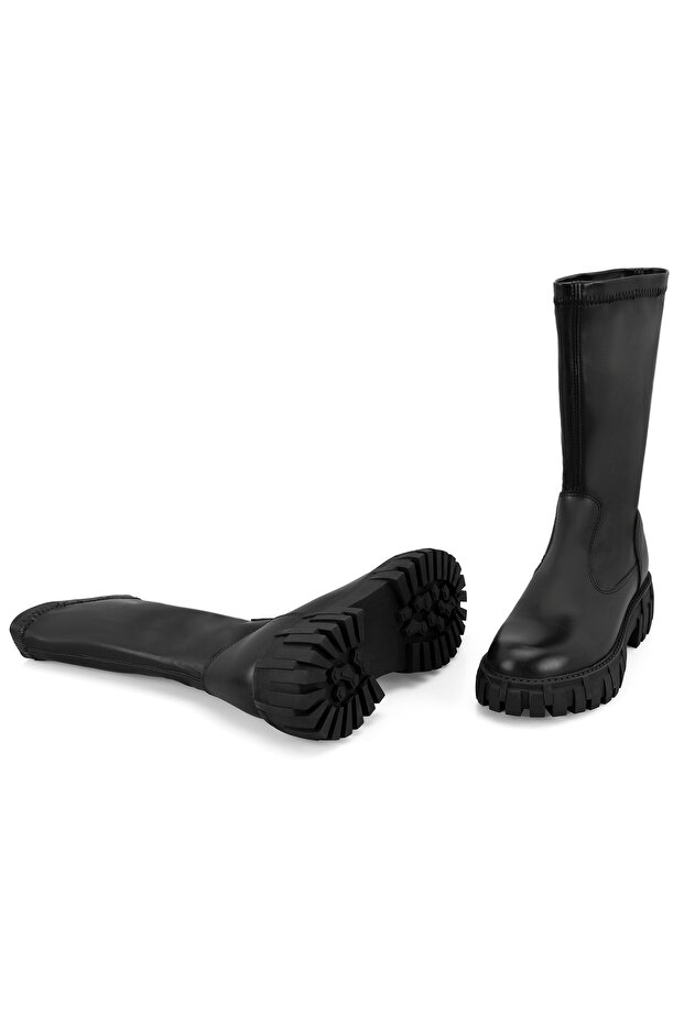 Kadın Siyah Deri Bot - 5