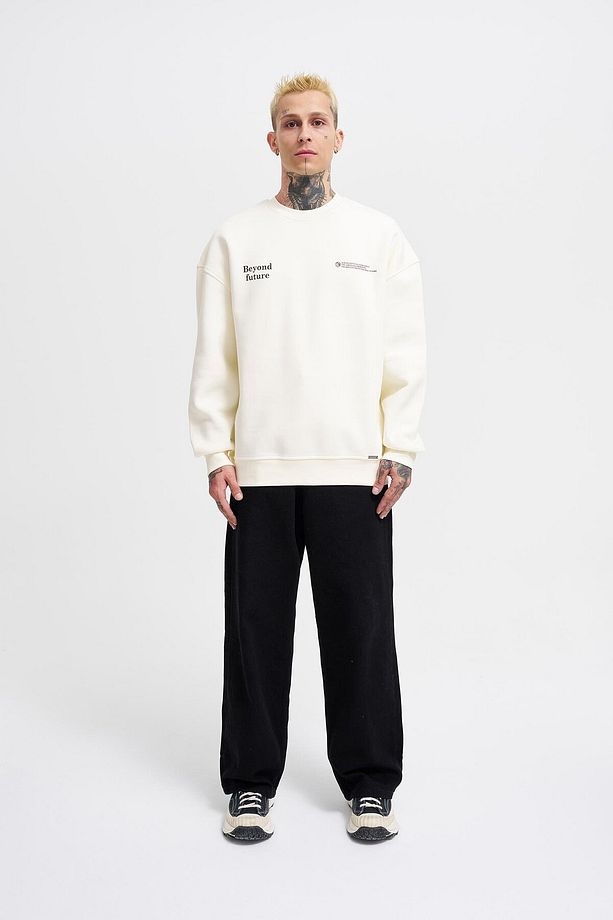 Erkek Smoking Kill Baskılı Oversize Ekru Sweatshirt - 5