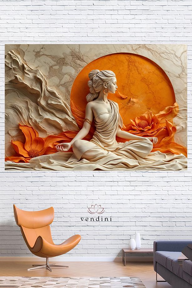 Kaliteli Kumaş, 3D Meditasyon Duvar Halısı Duvar Örtüsü Wall Tapestry - 3