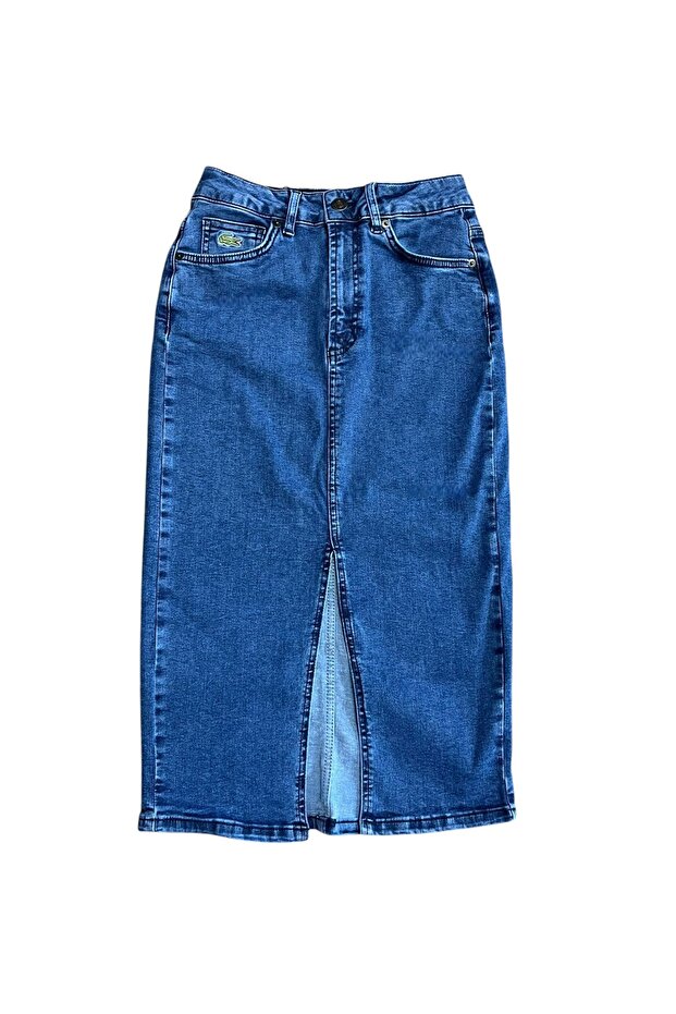 Women's Slim Fit Navy Blue Denim Skirt