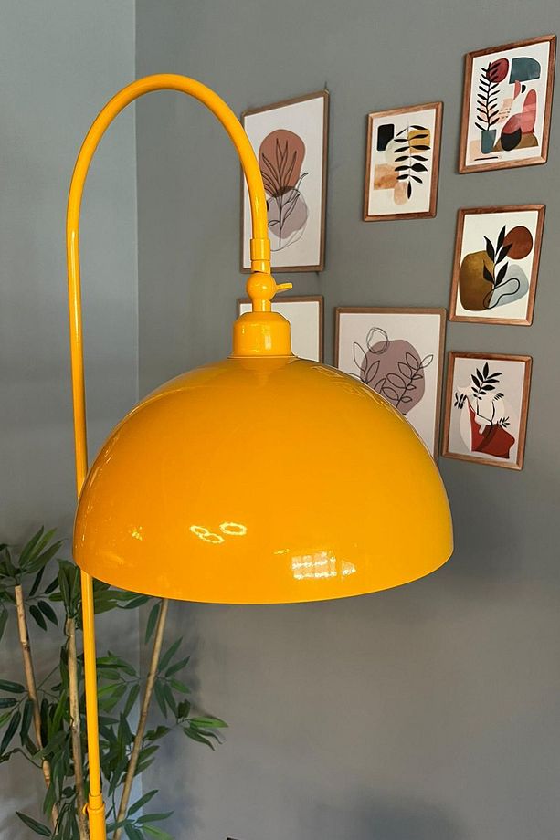 Sarı Lambader Hareketli Başlık Sehpalı Modern Dekoratif Metal Oturma Odası Çalışma Odası - 7