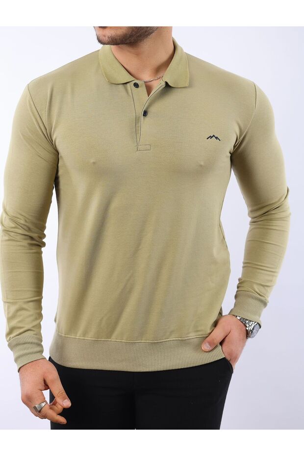 Plus Size Polo Collar Sweatshirt - 1
