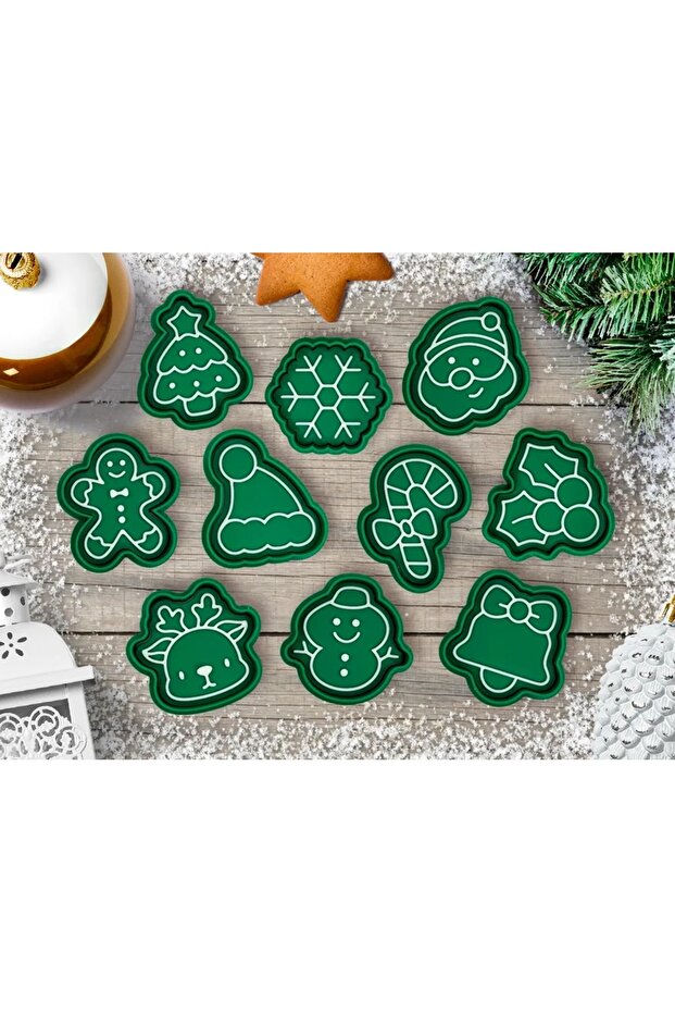 Christmas Cookie Set - 10Pcs Santa Claus and Snowman Christmas Tree Mold