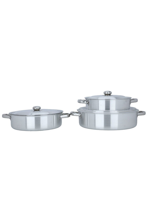 Robust Aluminum Cookware Set, 6 Pieces - Silver