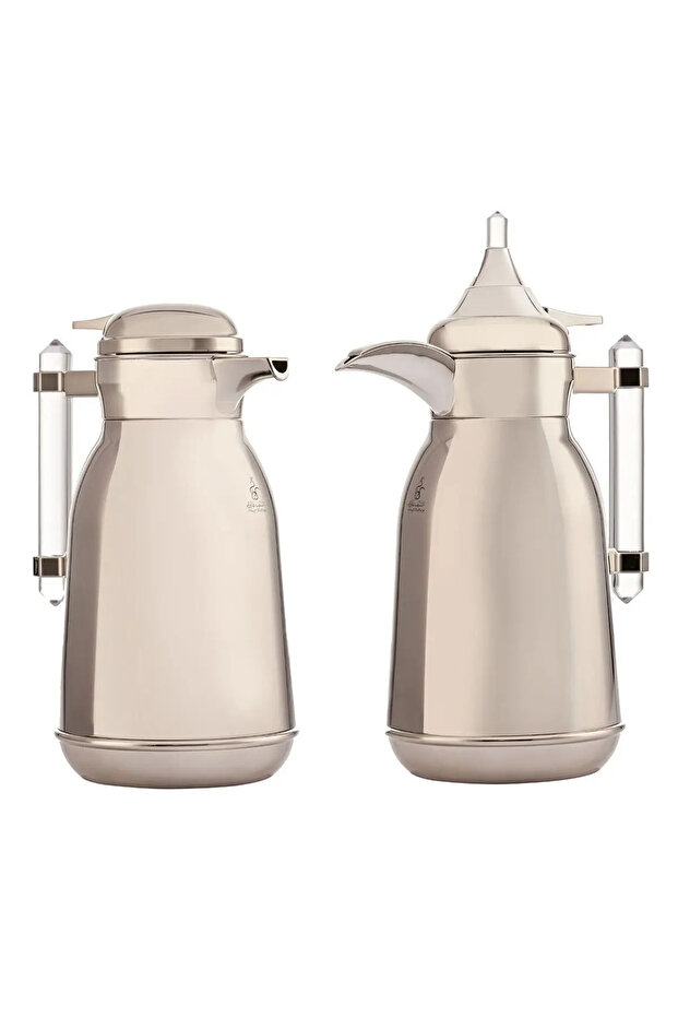 Silver Stainless Steel Thermos With Acrylic Handle, Two Pieces