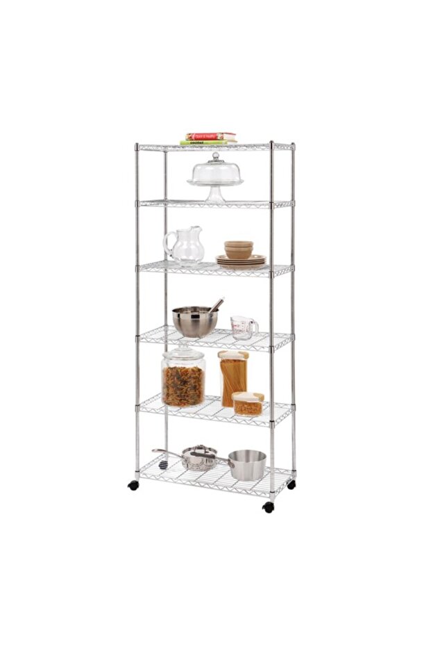 رف مطبخ مستطيل الشكل مكون من 6 طبقات مع عجلات - 2