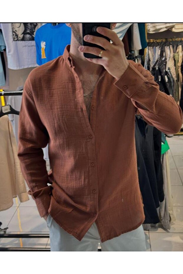 Oversize Keten Gömlek - 1