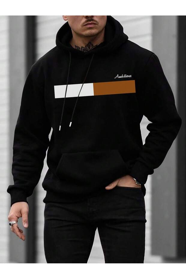 Unisex Hooded Printed Sweatshirt - Plus Size Sweatshirt