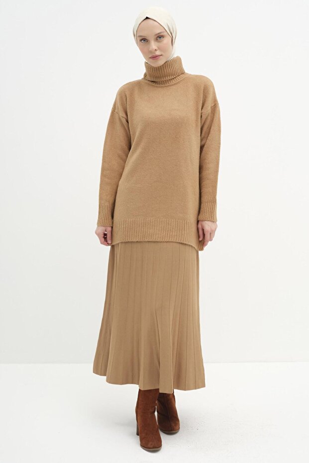 Godeli Triko Etek - Camel - 1