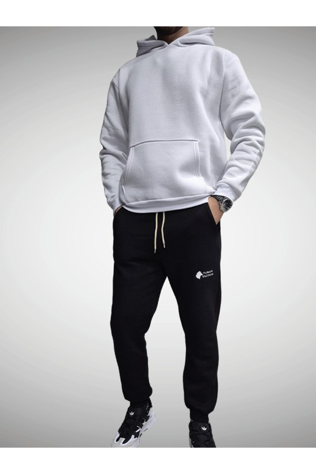 White Hoodie & Black Tracksuit Set