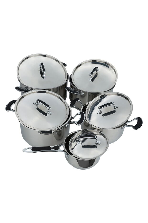 Steel Cookware Set With Silicone Handle, 10 Pcs