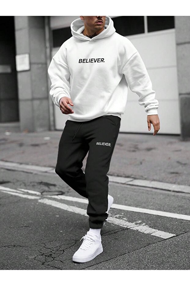 Baskılı swetsher eşofman alt üst Takımı - 1