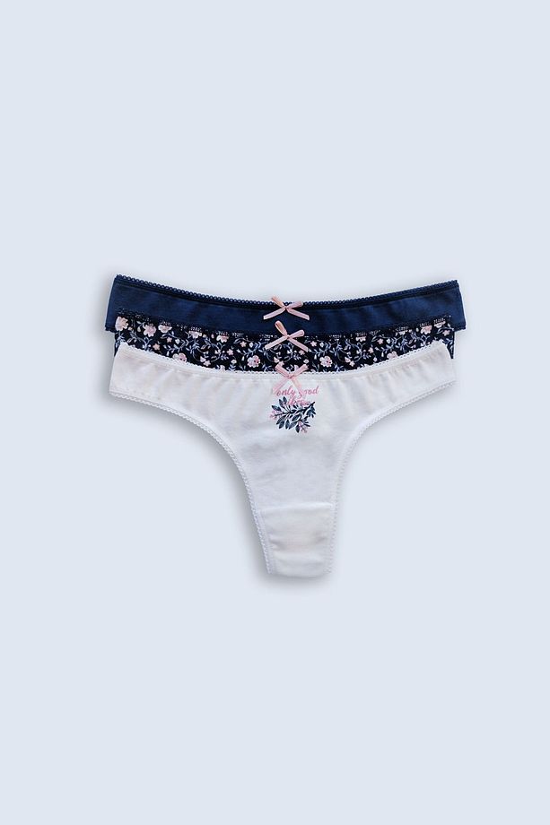 3'lü Paket Angel 2702 Pamuklu Basic Baskı Ve Desenli String Külot - 1