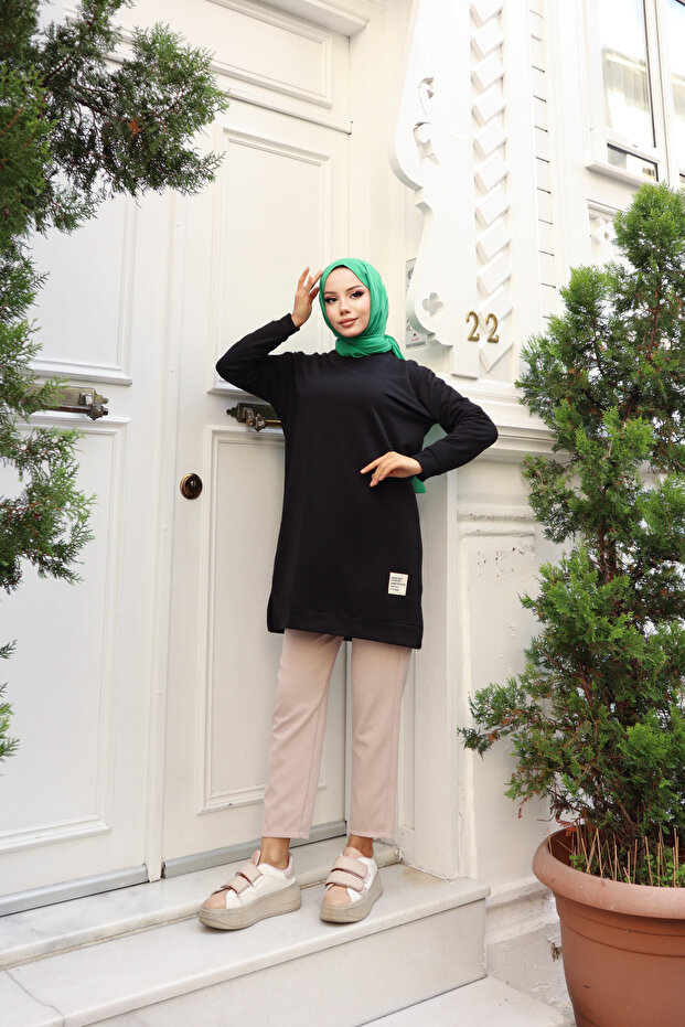 Crew Neck Two Thread Hijab Tunic - 4