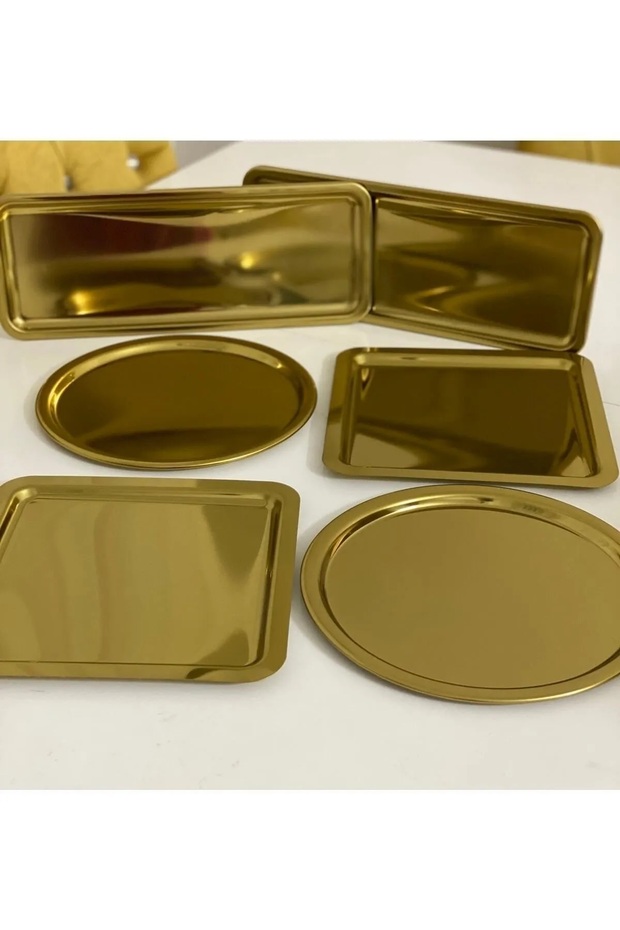 3 Different Model 6-Piece Gold Presentation Tray Square Round and Rectangular Luxury Presentation Tray - 2