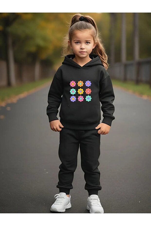 Children's Printed Hooded Tracksuit Set