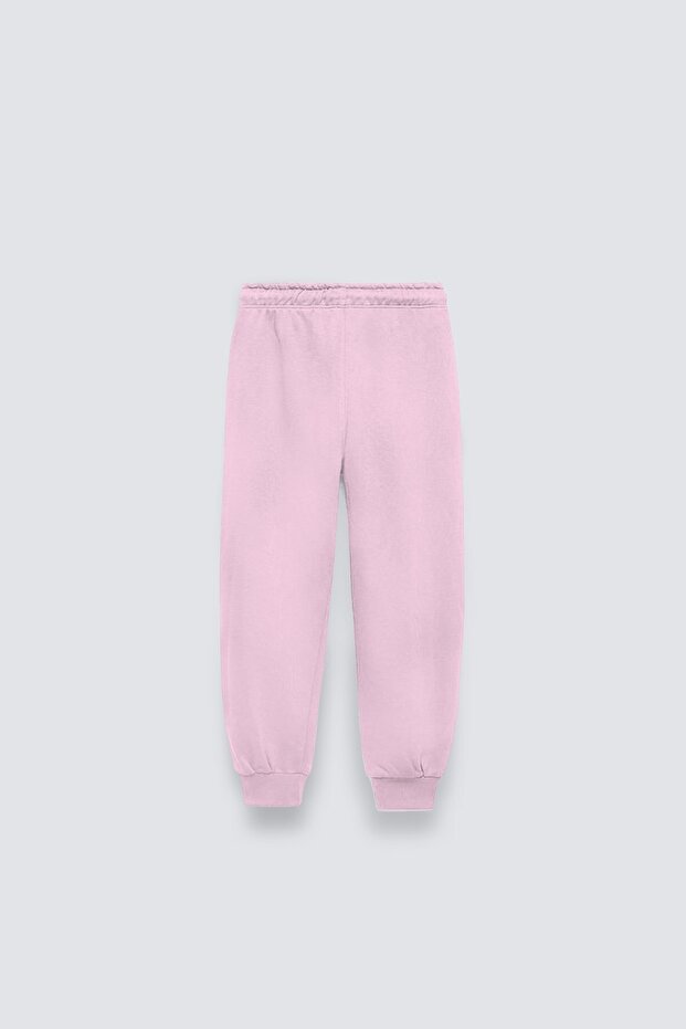 Pink Elastic Cuffs Elastic Cotton Breathable Nature Concept Regular Fit Jogger Smoked Children's Sweatpants