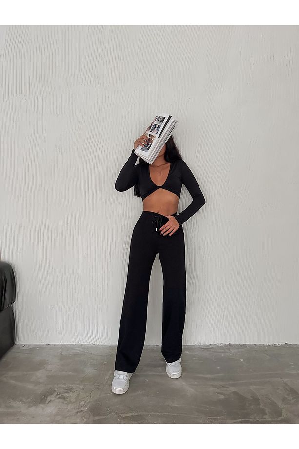 Şardonlu Modal Eşofman Altı -geniş Paça Eşofman Altı - 3
