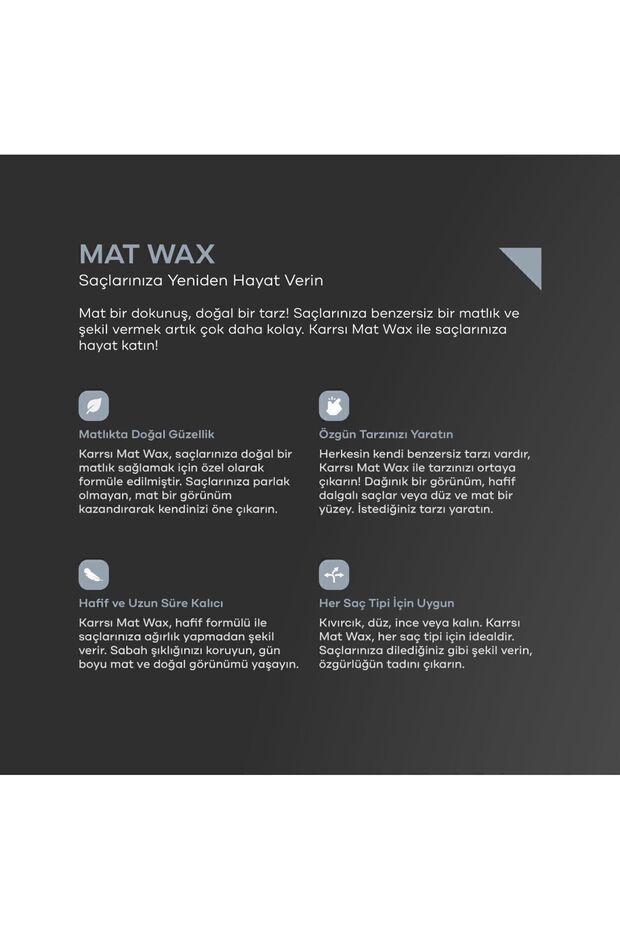 Saç Şekillendirici Mat Wax 100 ml Mat Ve Güçtü Tutuş Matte Stylıng - 4