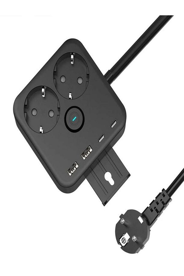3680W 2'li Priz, 2 USB ve 2 Type-C Portlu, 1.4m Kablo, 3.4A Çıkış, Askı Aparatlı, Akım Korumalı - 1