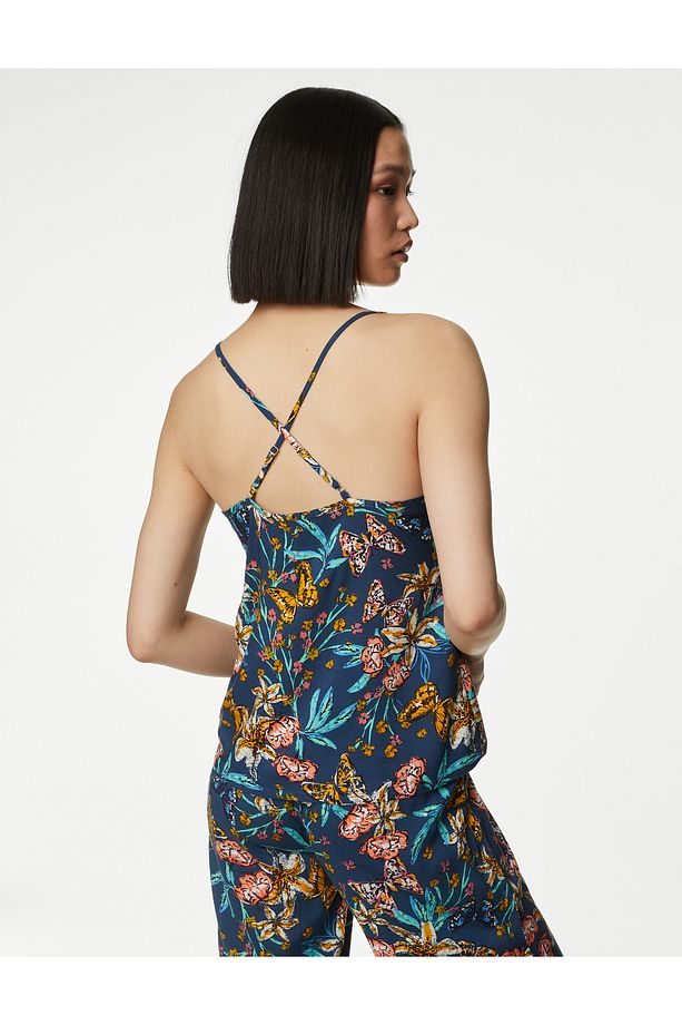 Çiçek Desenli Askılı Pijama Üstü - 3