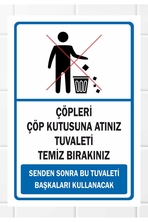 Put the Trash in the Bin Toilet Clean up 16X23Cm Pvc Sign