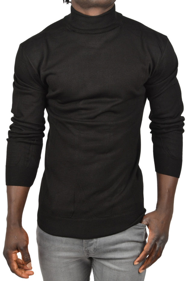 Men's Black Half Turtleneck Non-Pilling Thin Knitwear Sweater 2505502