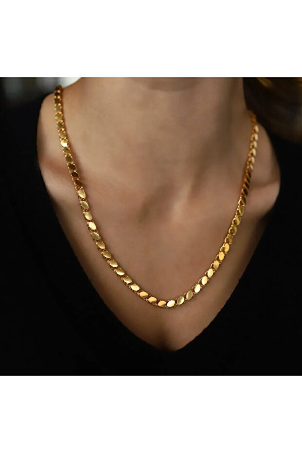 Paslanmaz Çelik Pullu Arpa Zincir Kolye Çelik Pullu Halep Zinciri - 1