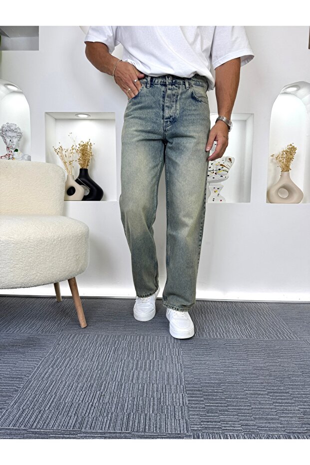 Yeşil Yıkamalı GG Regular Jean - 5