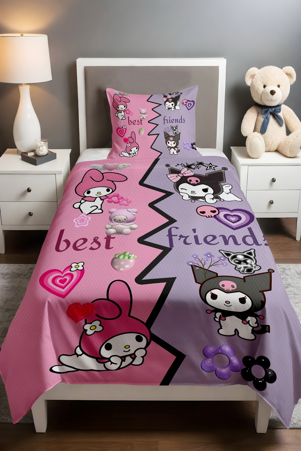 Best Friends Kuromi and My Melody Pattern Single Baby Kids Pique Set
