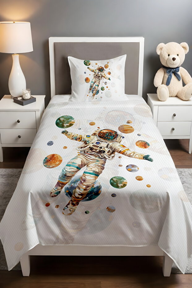 Astronaut on the Planet Patterned Single Baby Child Pique Set