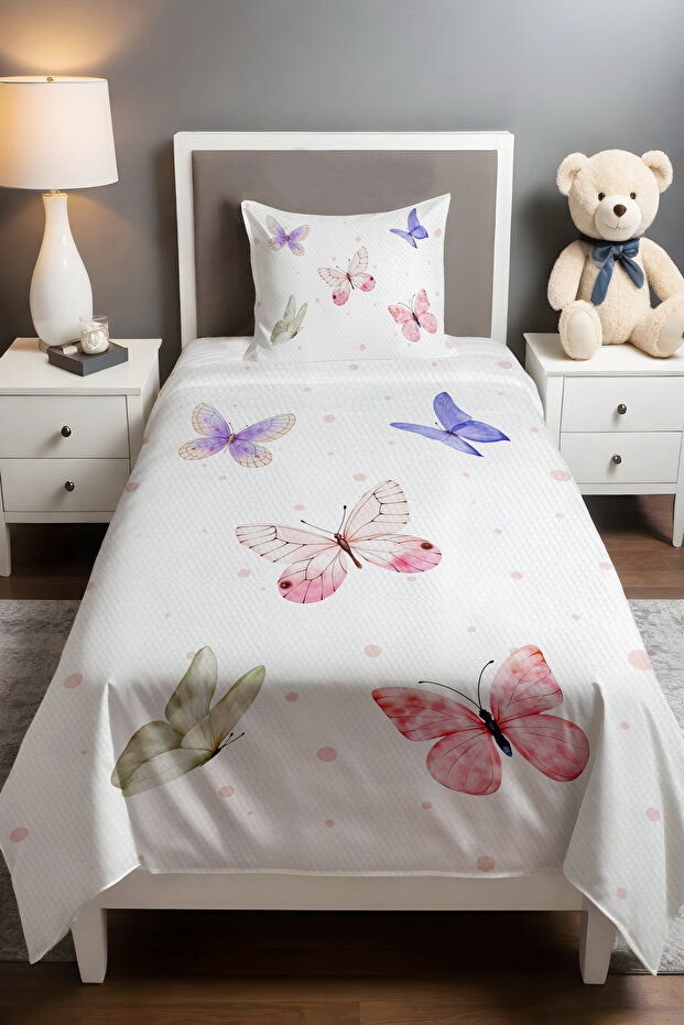 Polka Dot Butterfly Dream Patterned Single Baby Child Pique Set