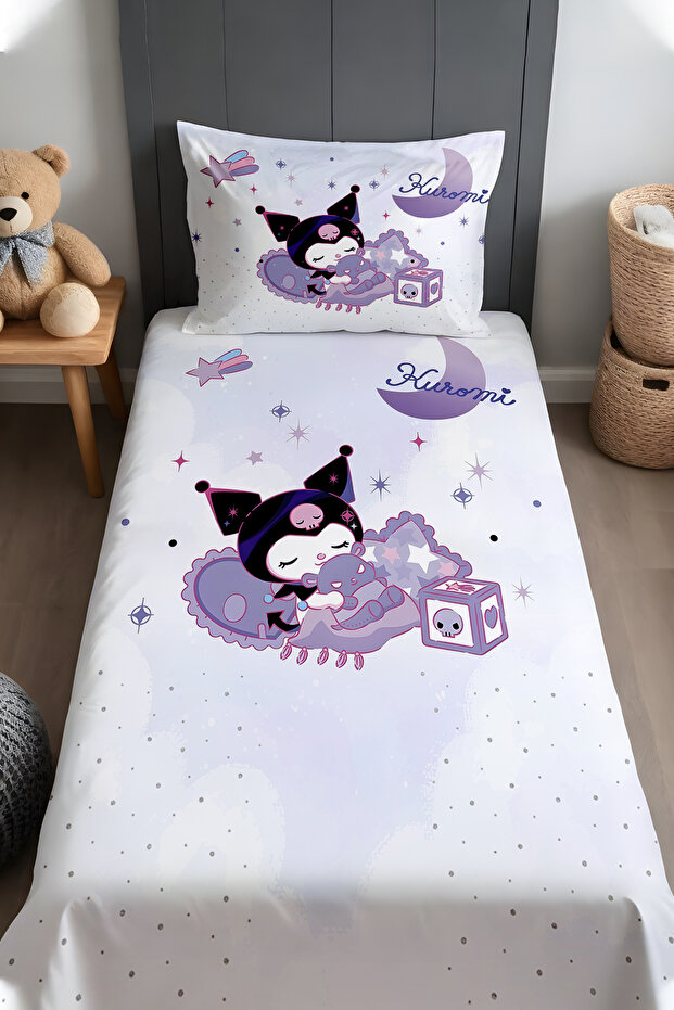 Sleepy Kuromi under the Stars Patterned Bedspread and Pillowcase