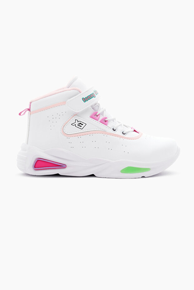 Uniszex gyerek sportcipő - fehér, fukszia, rugalmas és tépőzáras - 2