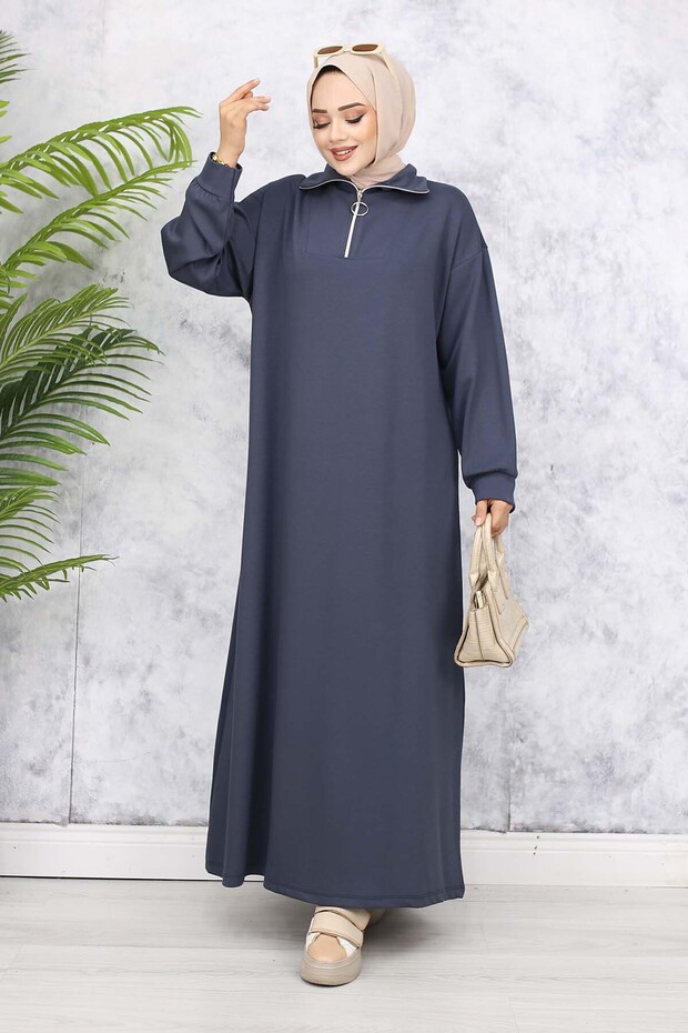 Basic Tesettür Elbise - Antrasit 2333 - 6