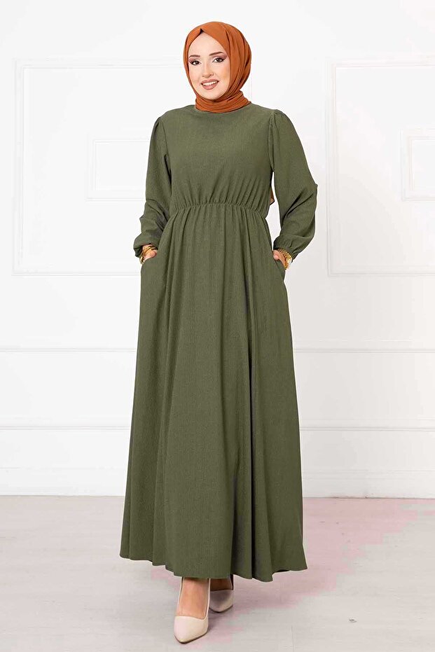 Drawstring Waist Pocket Dress
