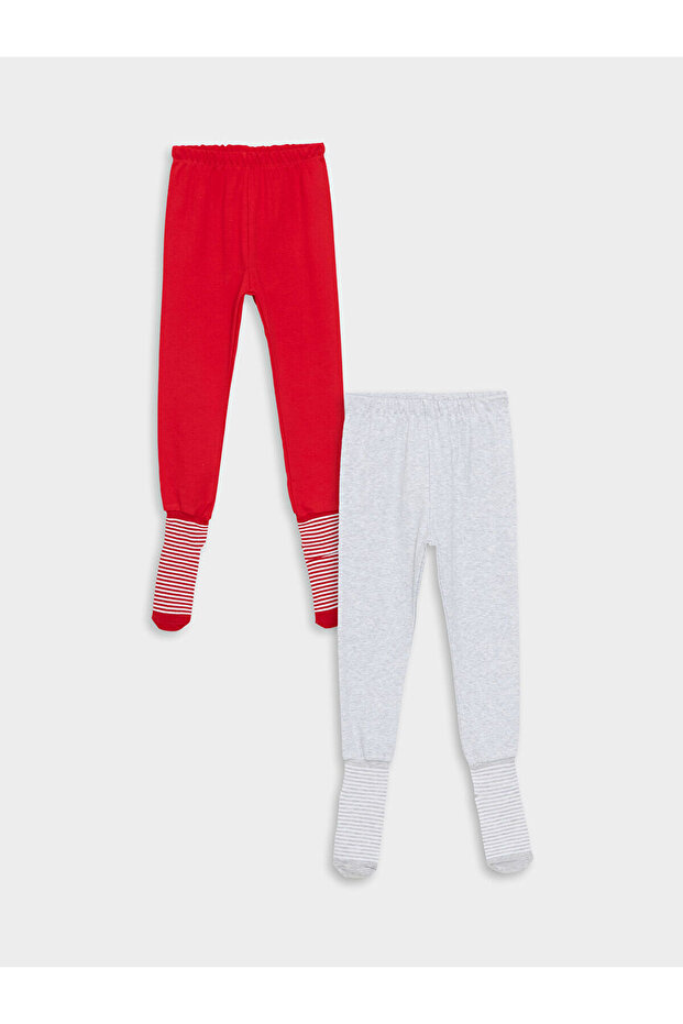 Lcwk Beli Lastikli Çoraplı Kız Bebek Pijama Alt 2'li - 1