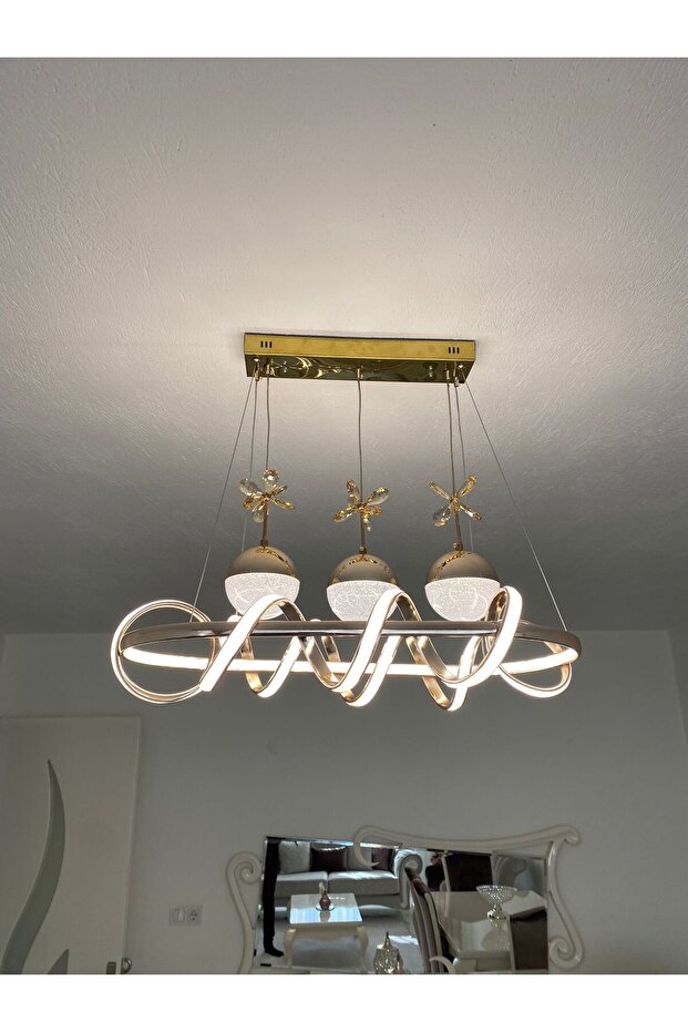 MODERN GOLD KAPLAMA LEDLİ AVİZE - 7