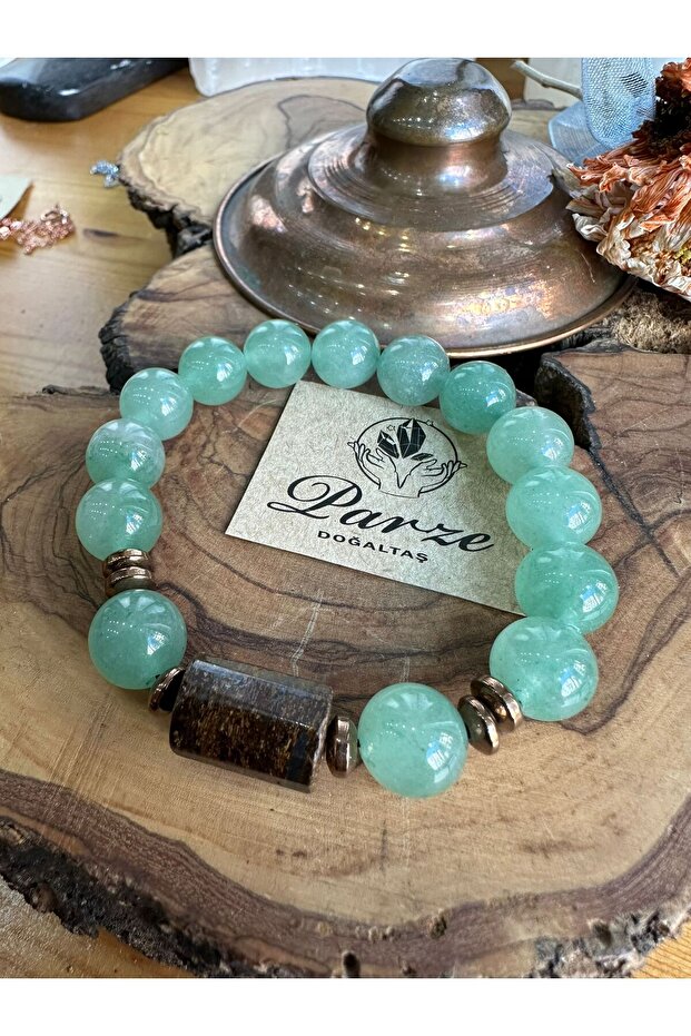 Aventurine and Bronze Natural Stone Bracelet